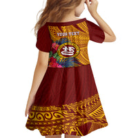 Personalised Tafuna High School Family Matching Off Shoulder Long Sleeve Dress and Hawaiian Shirt American Samoa Schools Polynesian Tropical Flowers LT14 - Polynesian Pride