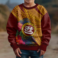 Personalised Tafuna High School Kid Ugly Christmas Sweater American Samoa Schools Polynesian Tropical Flowers LT14 - Polynesian Pride