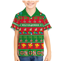 Personalised Hawaii Christmas Family Matching Mermaid Dress and Hawaiian Shirt Mele Kalikimaka LT14 Son's Shirt Green - Polynesian Pride