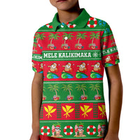 Personalised Hawaii Christmas Kid Polo Shirt Mele Kalikimaka LT14 Kid Green - Polynesian Pride