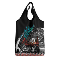 Personalised New Zealand Waka Grocery Bag Aotearoa Maori Silver Fern Pattern LT14 - Polynesian Pride
