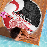 Toitu Te Tiriti Me Te Whakaputanga Beach Blanket Maori Wahaika With Haka Face LT14 - Polynesian Pride