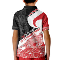 Toitu Te Tiriti Me Te Whakaputanga Kid Polo Shirt Maori Wahaika With Haka Face