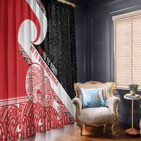 Toitu Te Tiriti Me Te Whakaputanga Window Curtain Maori Wahaika With Haka Face LT14 - Polynesian Pride