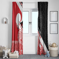 Toitu Te Tiriti Me Te Whakaputanga Window Curtain Maori Wahaika With Haka Face LT14 - Polynesian Pride