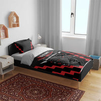 Personalised Toitu Te Tiriti Mana Maori Motuhake Bedding Set Aotearoa Haka Face Mix Poutama Art