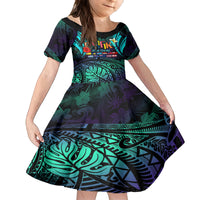 Personalised Pasifika Festival Auckland Kid Short Sleeve Dress 2024 Pacific Islands Polynesian Pattern LT14 KID Purple - Polynesian Pride