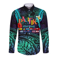 Personalised Pasifika Festival Auckland Long Sleeve Button Shirt 2024 Pacific Islands Polynesian Pattern LT14 Unisex Purple - Polynesian Pride