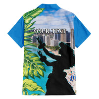 Personalised Honolulu Aloha Hawaii Family Matching Off Shoulder Long Sleeve Dress and Hawaiian Shirt Tropical Leaves With Hula Girl LT14 - Polynesian Pride
