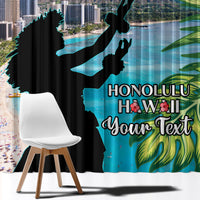 Personalised Honolulu Aloha Hawaii Window Curtain Tropical Leaves With Hula Girl LT14 - Polynesian Pride