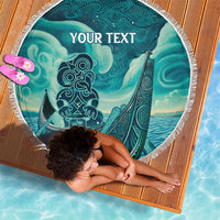 Personalised New Zealand Waitangi Day Beach Blanket Hei Tiki With Maori Waka - Whakarare Pattern LT14 - Polynesian Pride