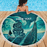 Personalised New Zealand Waitangi Day Beach Blanket Hei Tiki With Maori Waka - Whakarare Pattern LT14 - Polynesian Pride