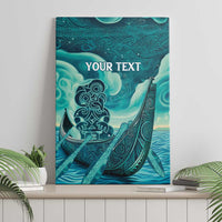 Personalised New Zealand Waitangi Day Canvas Wall Art Hei Tiki With Maori Waka - Whakarare Pattern LT14 - Polynesian Pride