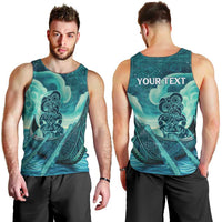 Personalised New Zealand Waitangi Day Men Tank Top Hei Tiki With Maori Waka - Whakarare Pattern LT14 - Polynesian Pride