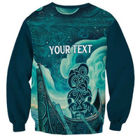 Personalised New Zealand Waitangi Day Sweatshirt Hei Tiki With Maori Waka - Whakarare Pattern LT14 - Polynesian Pride