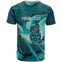 Personalised New Zealand Waitangi Day T Shirt Hei Tiki With Maori Waka - Whakarare Pattern