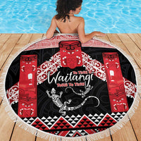 Toitu Te Tiriti O Waitangi Beach Blanket Maori Wharenui With Taniko Motifs LT14 - Polynesian Pride
