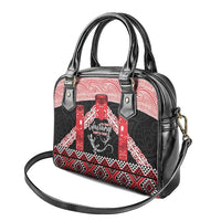 Toitu Te Tiriti O Waitangi Shoulder Handbag Maori Wharenui With Taniko Motifs
