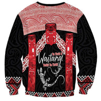 Toitu Te Tiriti O Waitangi Sweatshirt Maori Wharenui With Taniko Motifs LT14 - Polynesian Pride