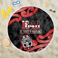 New Zealand 1840 Waitangi Day Beach Blanket Aotearoa Haka Mask - Red Version LT14 One Size 150cm Red - Polynesian Pride