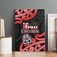 New Zealand 1840 Waitangi Day Canvas Wall Art Aotearoa Haka Mask - Red Version LT14 - Polynesian Pride