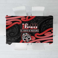 New Zealand 1840 Waitangi Day Tablecloth Aotearoa Haka Mask - Red Version LT14 Red - Polynesian Pride