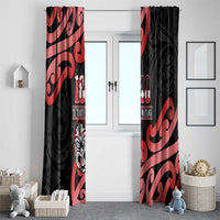 New Zealand 1840 Waitangi Day Window Curtain Aotearoa Haka Mask - Red Version LT14 - Polynesian Pride