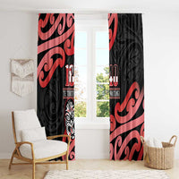 New Zealand 1840 Waitangi Day Window Curtain Aotearoa Haka Mask - Red Version LT14 - Polynesian Pride