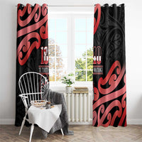 New Zealand 1840 Waitangi Day Window Curtain Aotearoa Haka Mask - Red Version LT14 - Polynesian Pride