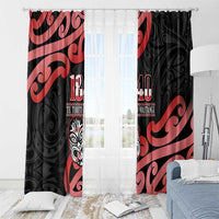 New Zealand 1840 Waitangi Day Window Curtain Aotearoa Haka Mask - Red Version LT14 - Polynesian Pride