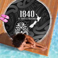 New Zealand 1840 Waitangi Day Beach Blanket Aotearoa Haka Mask - Black Version LT14 - Polynesian Pride