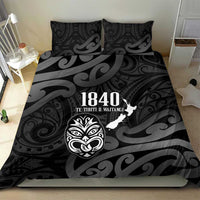 New Zealand 1840 Waitangi Day Bedding Set Aotearoa Haka Mask - Black Version
