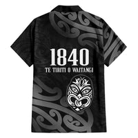 New Zealand 1840 Waitangi Day Family Matching Tank Maxi Dress and Hawaiian Shirt Aotearoa Haka Mask - Black Version