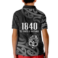 New Zealand 1840 Waitangi Day Kid Polo Shirt Aotearoa Haka Mask - Black Version