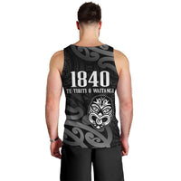 New Zealand 1840 Waitangi Day Men Tank Top Aotearoa Haka Mask - Black Version LT14 - Polynesian Pride