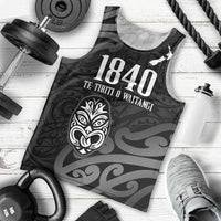 New Zealand 1840 Waitangi Day Men Tank Top Aotearoa Haka Mask - Black Version LT14 - Polynesian Pride