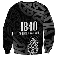 New Zealand 1840 Waitangi Day Sweatshirt Aotearoa Haka Mask - Black Version LT14 - Polynesian Pride