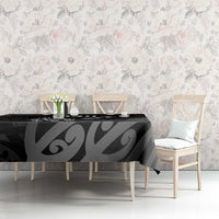 New Zealand 1840 Waitangi Day Tablecloth Aotearoa Haka Mask - Black Version LT14 - Polynesian Pride