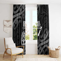 New Zealand 1840 Waitangi Day Window Curtain Aotearoa Haka Mask - Black Version LT14 - Polynesian Pride