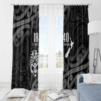 New Zealand 1840 Waitangi Day Window Curtain Aotearoa Haka Mask - Black Version LT14 - Polynesian Pride