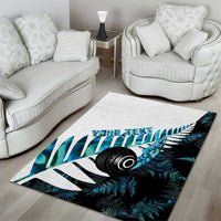 New Zealand Lawn Bowls Custom Area Rug Aotearoa Silver Fern Paua Shell - Polynesian Pride