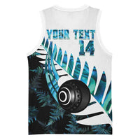 New Zealand Lawn Bowls Custom Basketball Jersey Aotearoa Silver Fern Paua Shell LT14 - Polynesian Pride