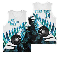 New Zealand Lawn Bowls Custom Basketball Jersey Aotearoa Silver Fern Paua Shell LT14 - Polynesian Pride