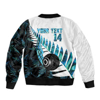 New Zealand Lawn Bowls Custom Bomber Jacket Aotearoa Silver Fern Paua Shell - Polynesian Pride