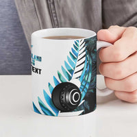 New Zealand Lawn Bowls Custom Ceramic Mug Aotearoa Silver Fern Paua Shell - Polynesian Pride