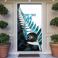 New Zealand Lawn Bowls Custom Door Cover Aotearoa Silver Fern Paua Shell LT14 Black - Polynesian Pride