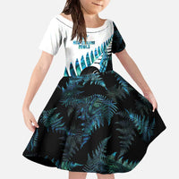 New Zealand Lawn Bowls Custom Family Matching Off The Shoulder Long Sleeve Dress and Hawaiian Shirt Aotearoa Silver Fern Paua Shell - Polynesian Pride