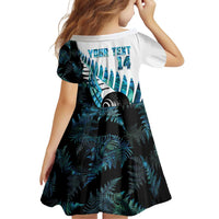 New Zealand Lawn Bowls Custom Family Matching Off Shoulder Short Dress and Hawaiian Shirt Aotearoa Silver Fern Paua Shell - Polynesian Pride