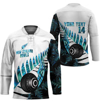 New Zealand Lawn Bowls Custom Hockey Jersey Aotearoa Silver Fern Paua Shell LT14 - Polynesian Pride