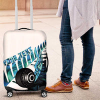 New Zealand Lawn Bowls Custom Luggage Cover Aotearoa Silver Fern Paua Shell LT14 Black - Polynesian Pride